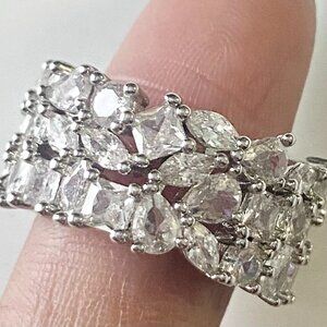 NEW fully covered, 360 sparkling diamond stones ring size 5 or size 6